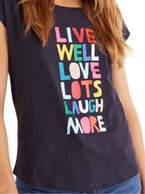 Boden • Robyn Live Well, Love Lots, Laugh More Tee Navy Size XS
